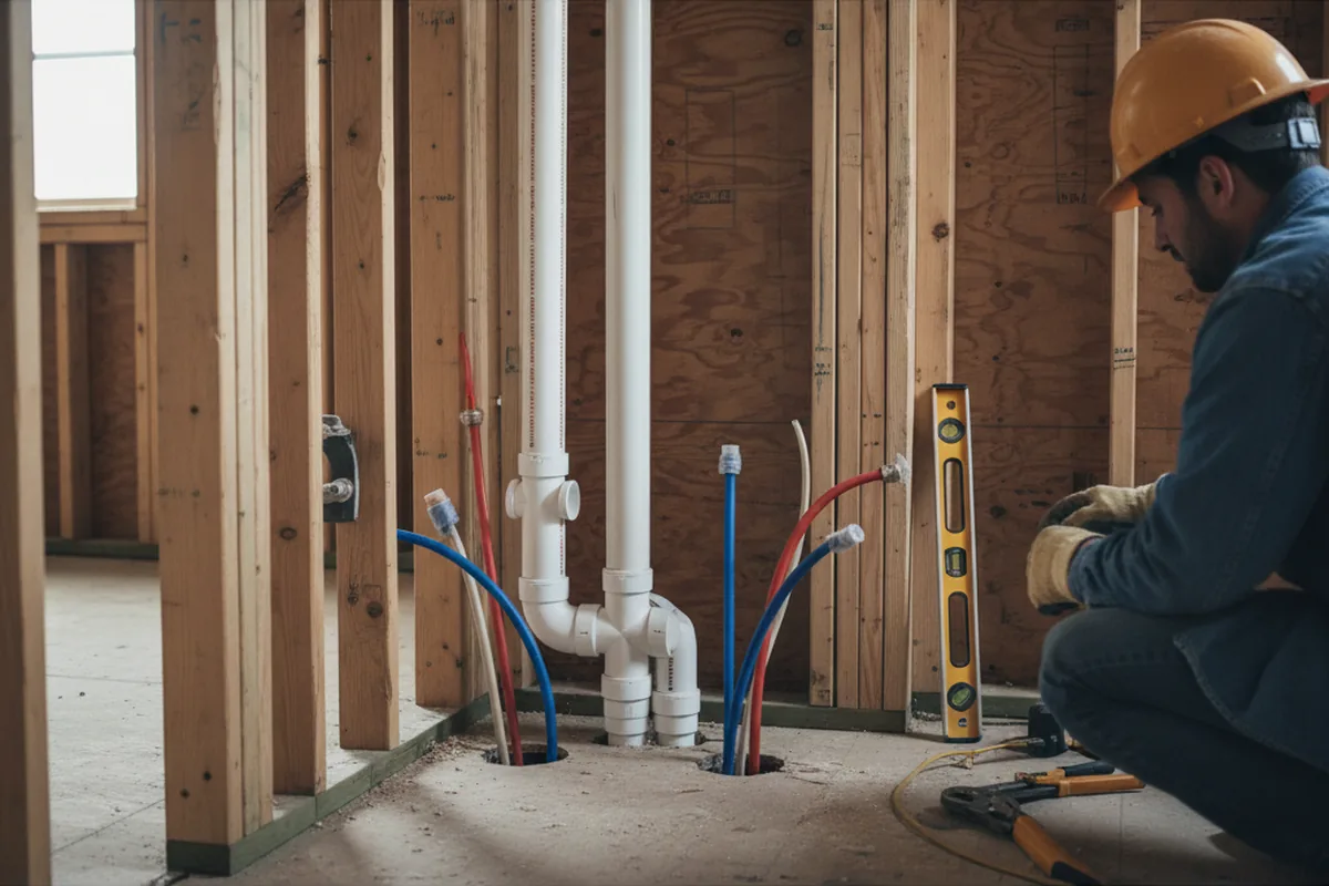 Drain and supply rough-in during Leak Detection in Bristolville